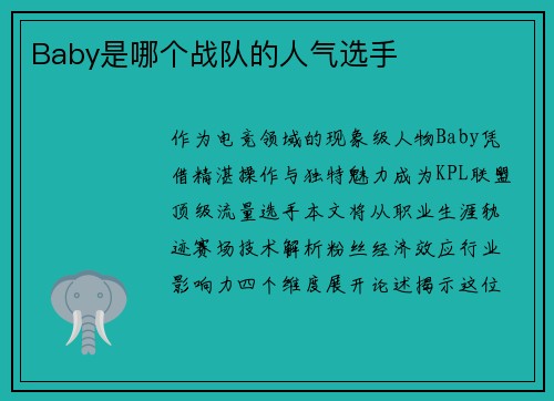 Baby是哪个战队的人气选手